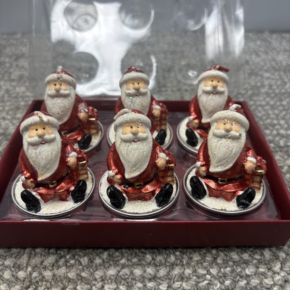 John Lewis Decorative Santa Tealights Pack of 6 Christmas Festive Candles New
